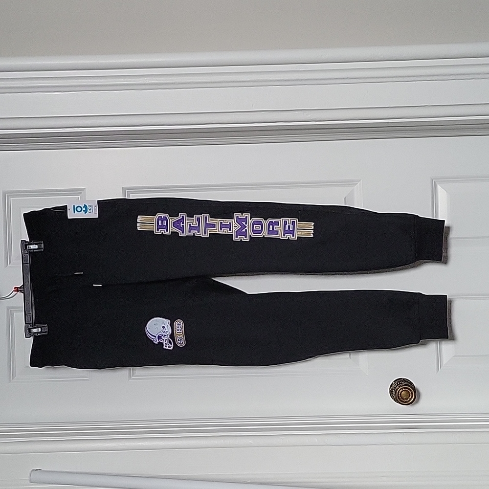NWT Dou New York Men's Baltimore Raven Joggers in black, size XL